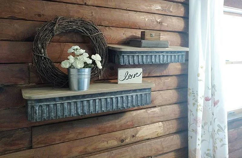 Rustic Wall Mounted Shelves  Set of 2