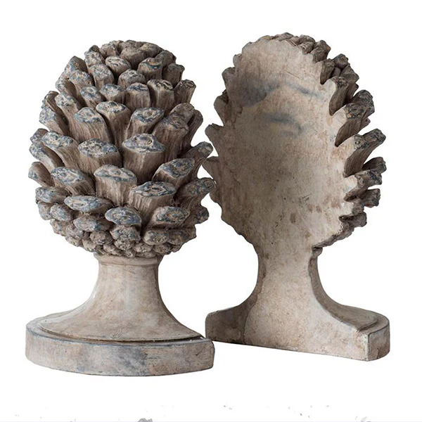 Distressed Pinecone Bookends
