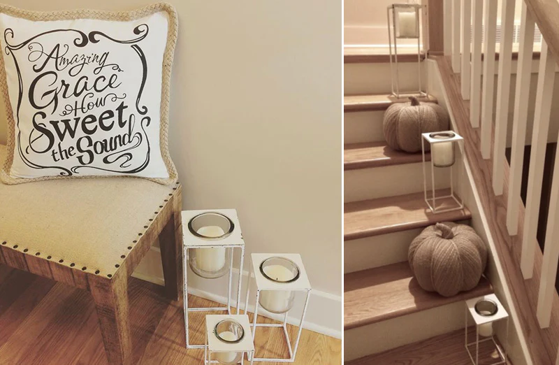 Distressed Metal Floor Candle Holders  Set of 3