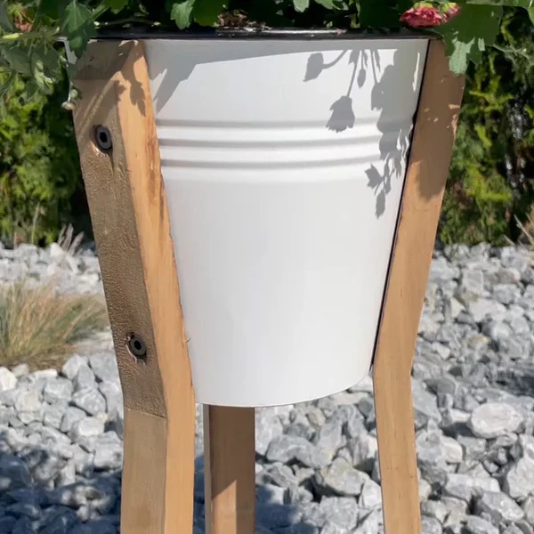 Standing Enamel Planter Buckets, Set of 2