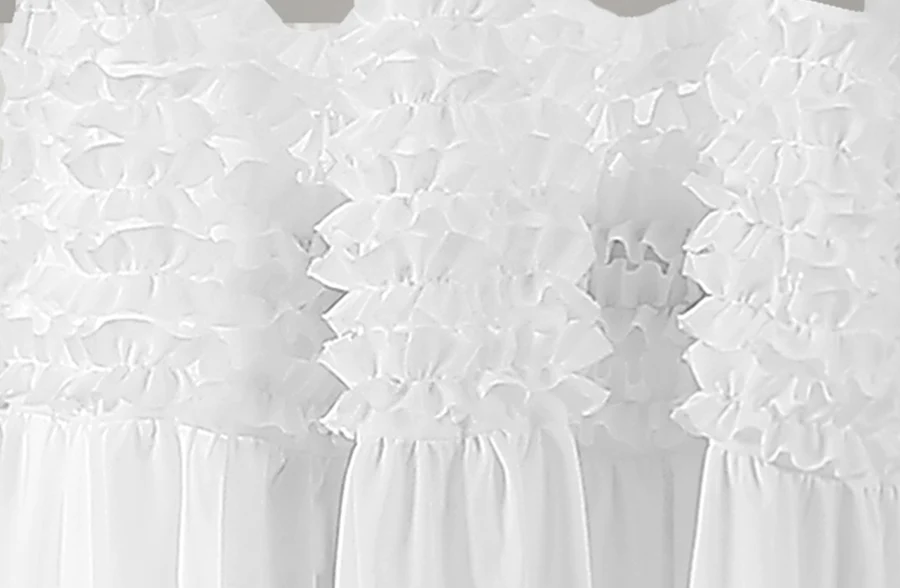 Tie-Top Frill Window Curtain Panel, Set of 2