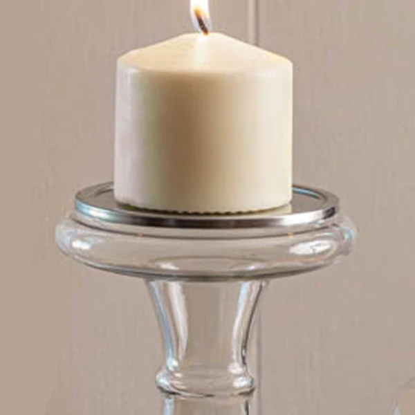 Glass Pillar Candle Holders, Set of 3