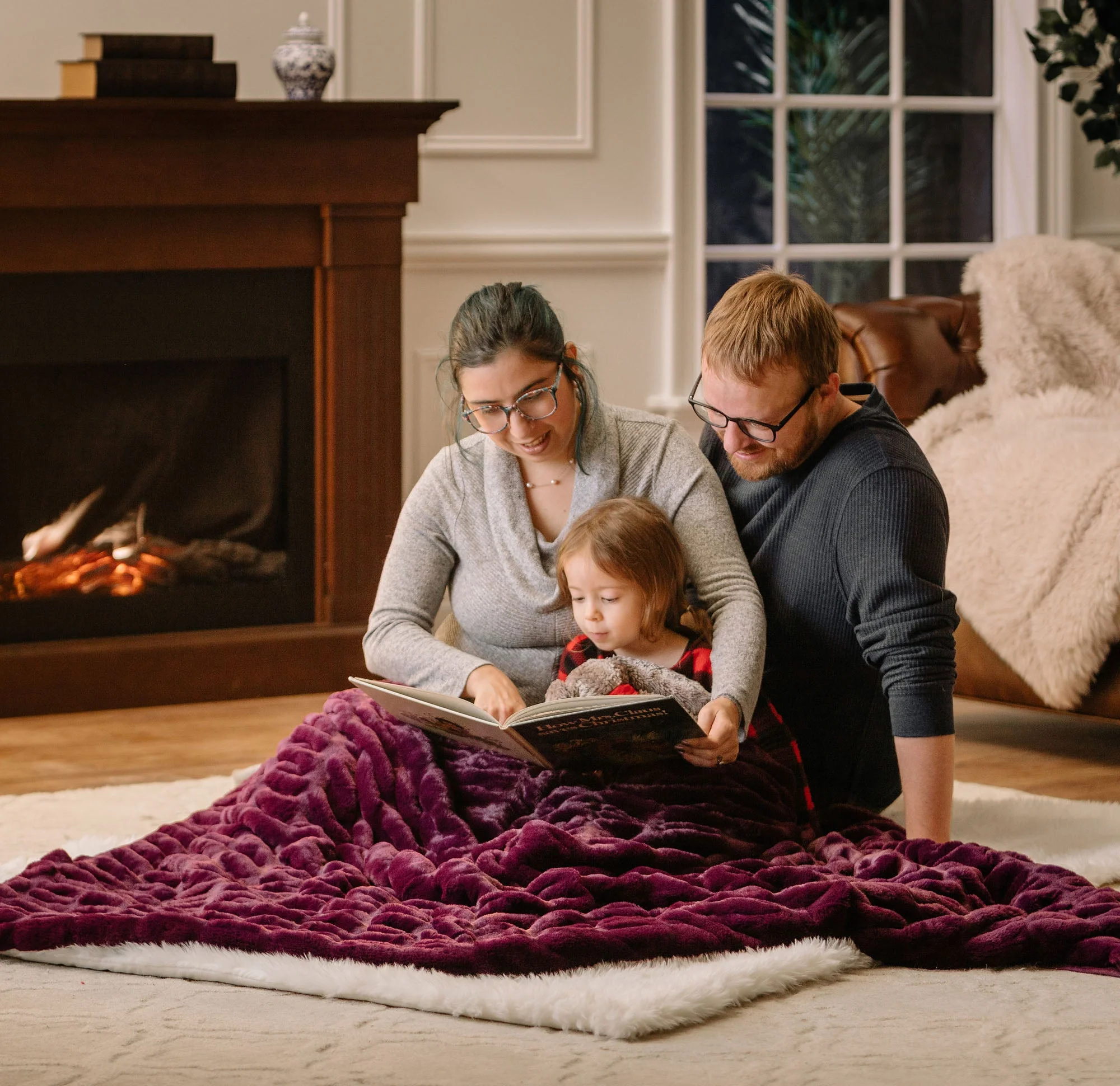 Ruched Faux Fur Throw Blanket