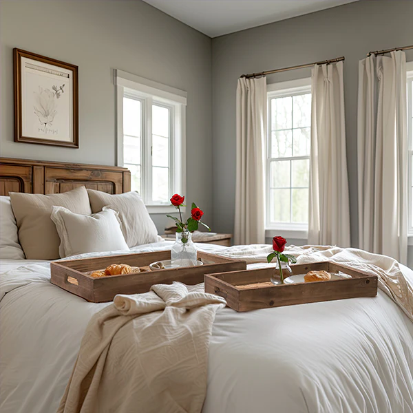 Large Rattan Tray with Handles, Set of 2