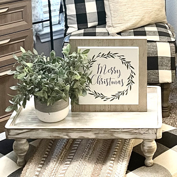 Distressed Wood Trays with Turned Legs, Set of 2