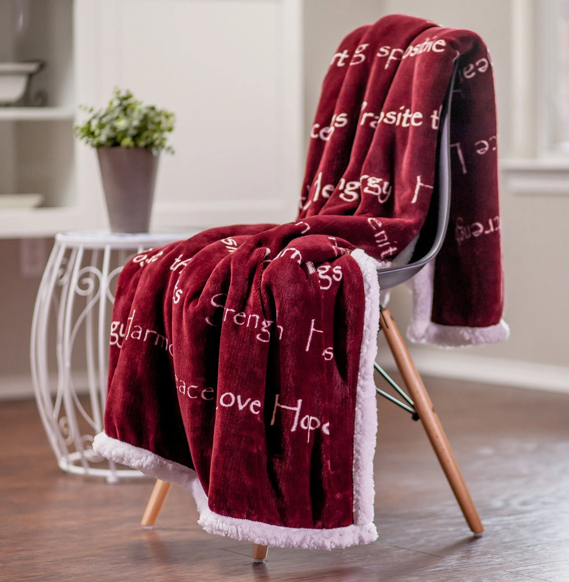 Gift Faux Fur Comfort Words Throw Blanket