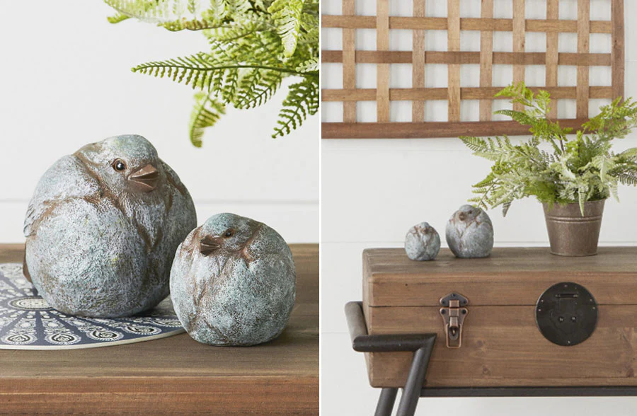 Perched Bird Figurines, Set of 2