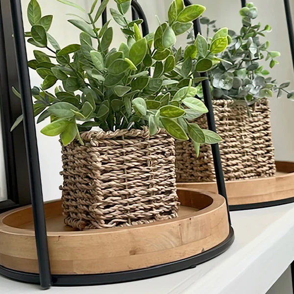 Metal Framed Tray Hanging Lanterns, Set of 2