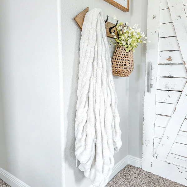 Ruched Faux Fur Throw Blanket