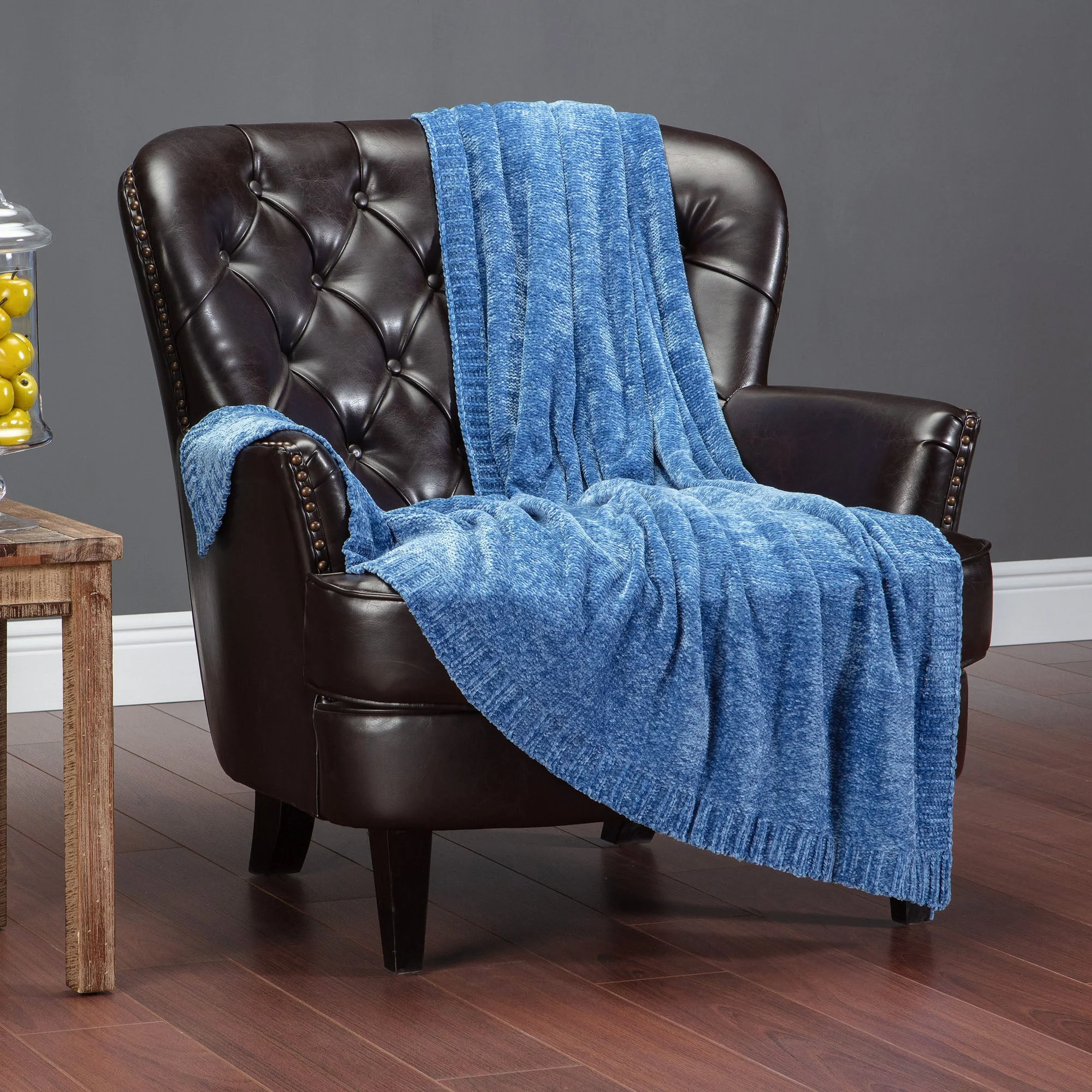 Chenille Luxe Border Throw Blanket
