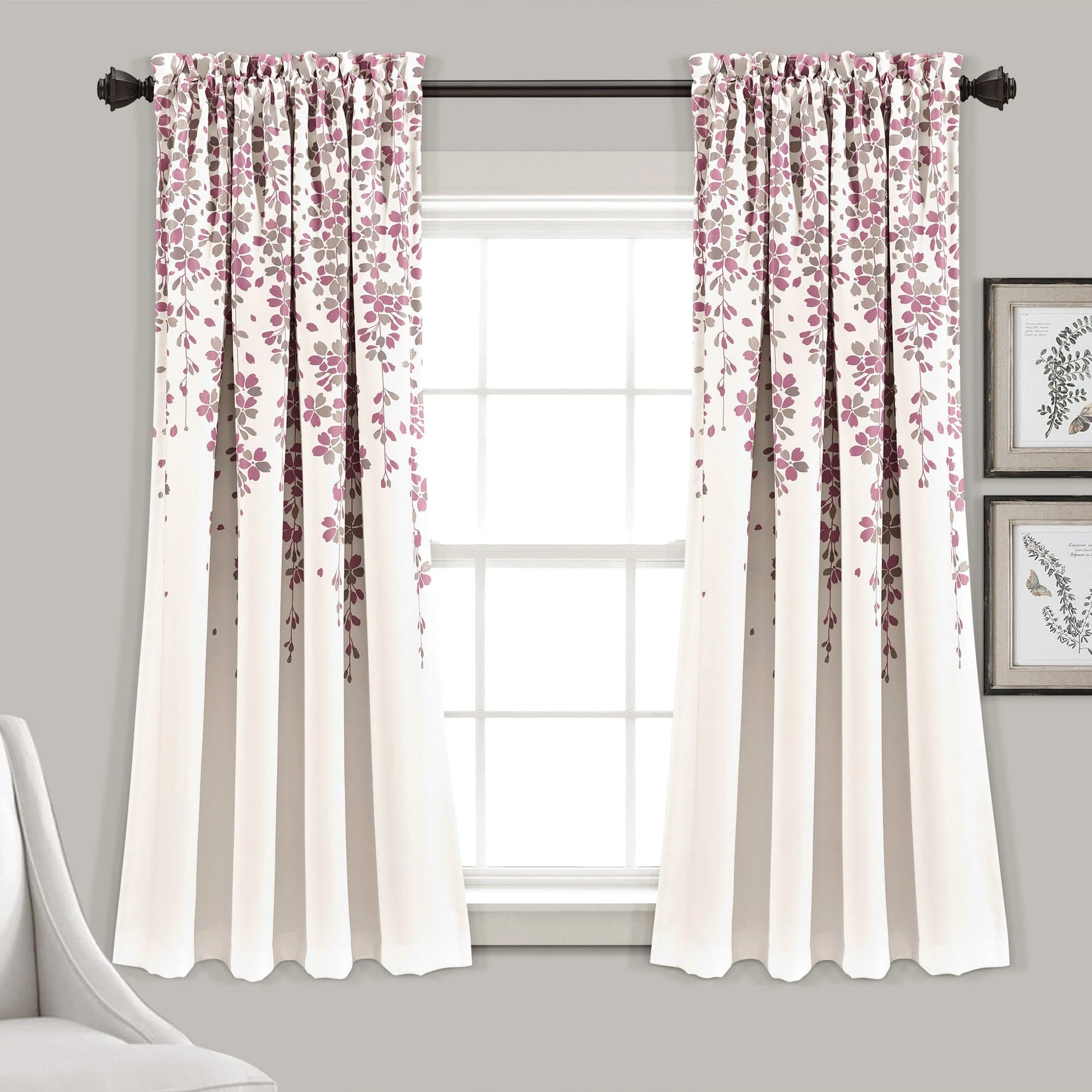 Weeping Flower Light Filtering Window Curtain Set