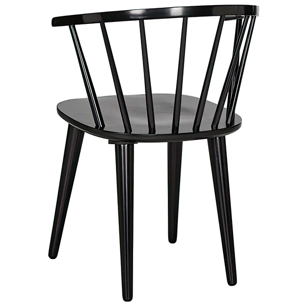 Black Wooden Side Chairs, Set of Two