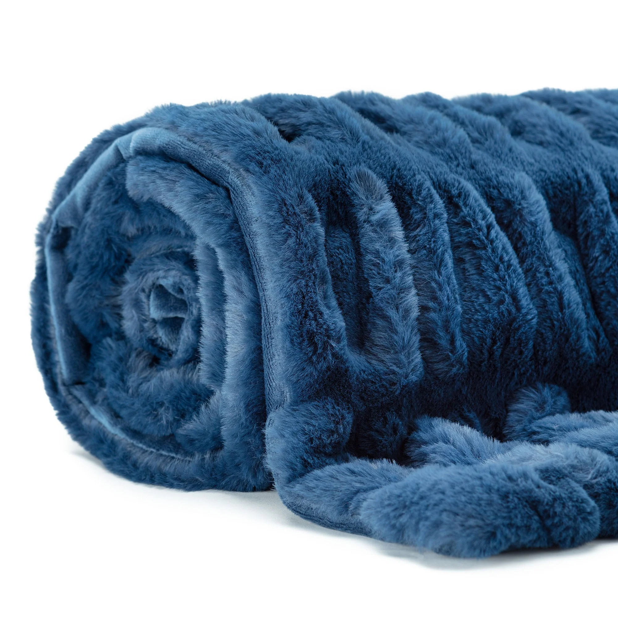 Ruched Faux Fur Throw Blanket