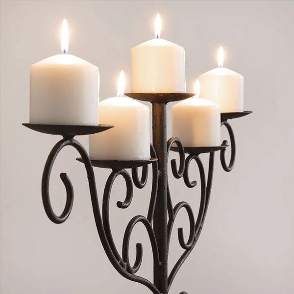60 Inch Iron Scrollwork Candle Holder Stand
