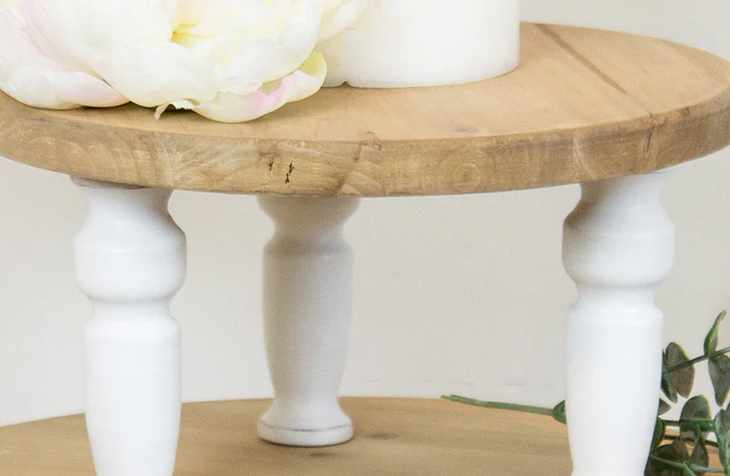 Round Wooden Spindle Risers  Set of 2