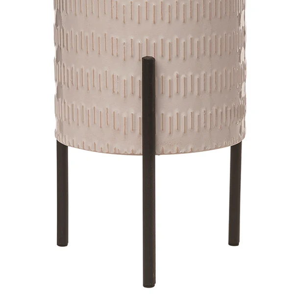 Textured Metal Planters with Stands, Set of 3