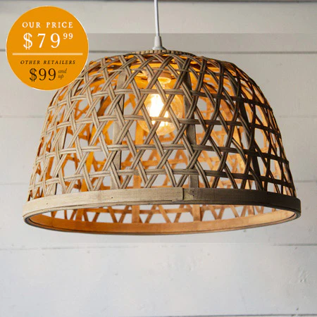Woven Wicker Basket Pendant Light