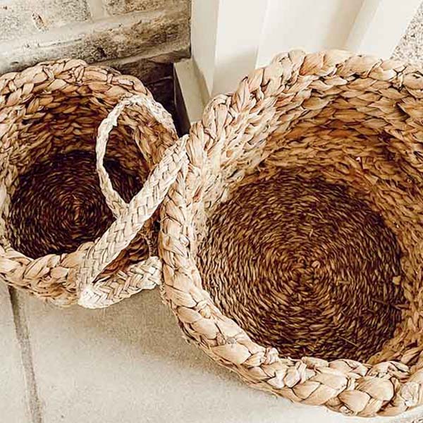 Handwoven Two-Toned Seagrass Baskets, Set of 2