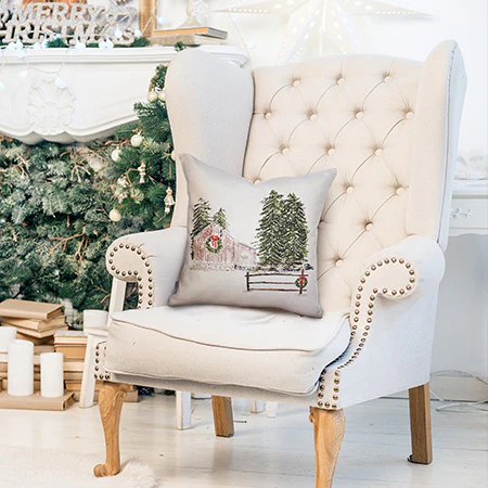 Winter Barn Pillow Case | Handmade in USA