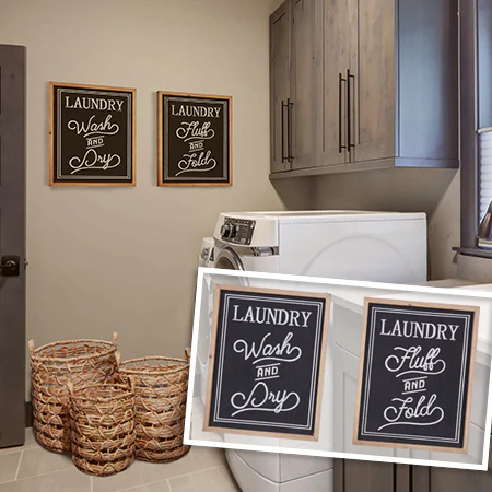 Wooden Framed Laundry Signs, Set of 2