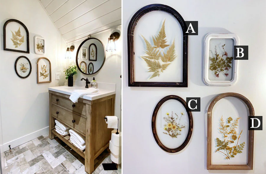 Wooden Framed Pressed Botanical Wall Decor, Pick Your Style