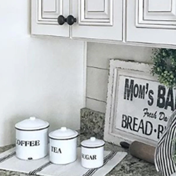 Enamelware Kitchen Canisters, Set of 3
