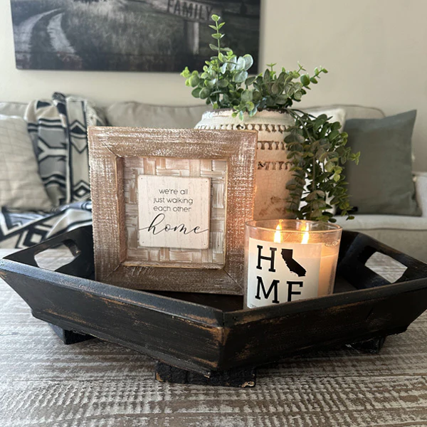 Wooden Hexagon Tray With Handles, Pick Your Color