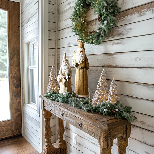 Distressed Tall Santa Figurines, Set of 2