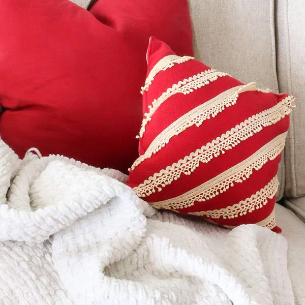 Farmhouse Lace Throw Pillow