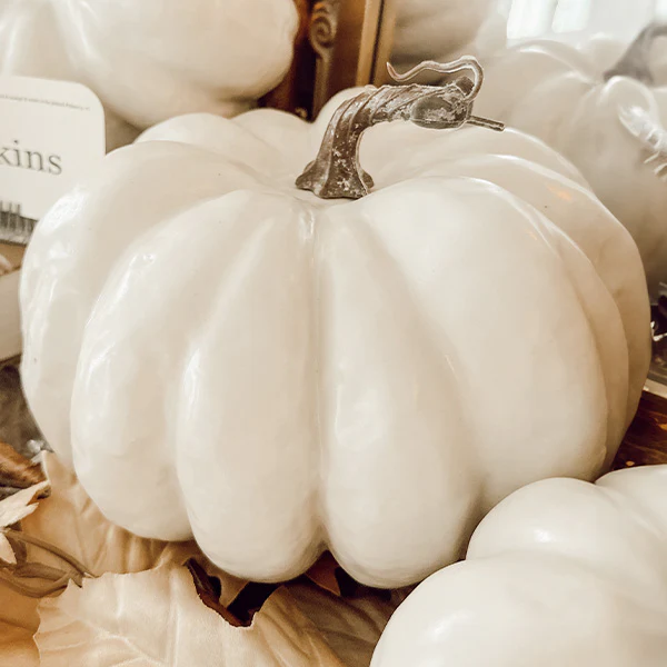 Painted Classic White Pumpkins, Set of 3