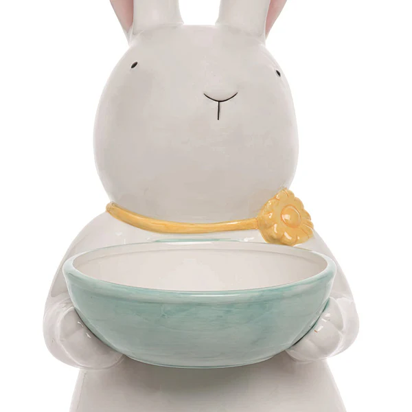 21 Inch White Easter Standing Bunny Candy Bowl