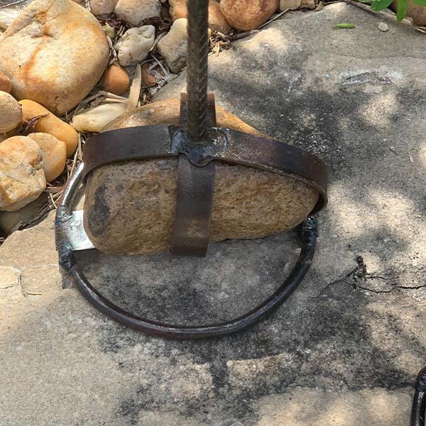 Metal Sunflowers on Rock Bases, Set of 2