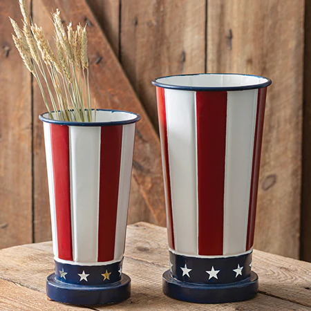 Patriotic Metal Vases, Set of Two