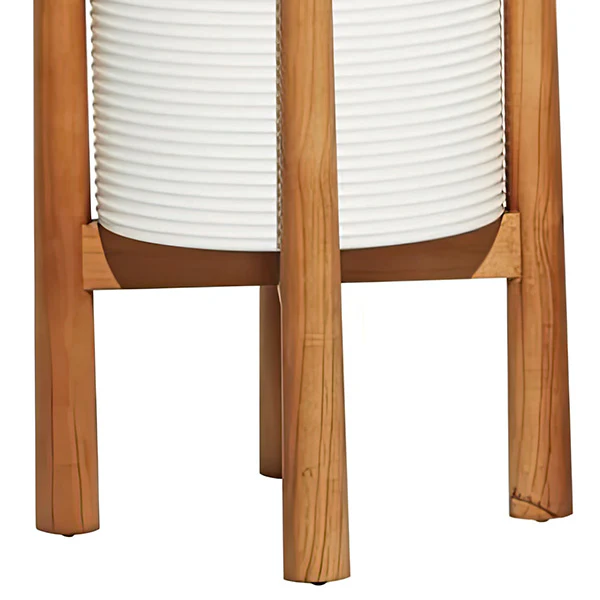 Matte White Iron Planters on Removable Stands, Set of Two