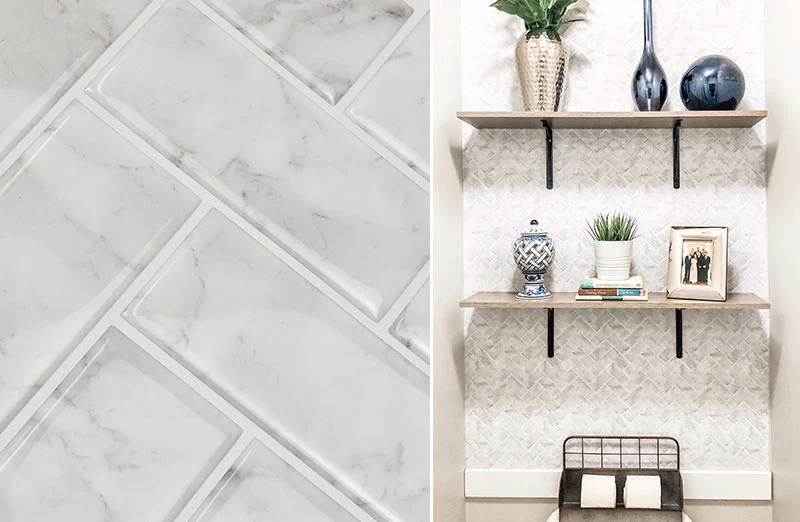 Herringbone Peel and Stick Backsplash Tiles