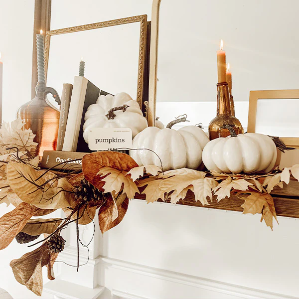 Painted Classic White Pumpkins, Set of 3