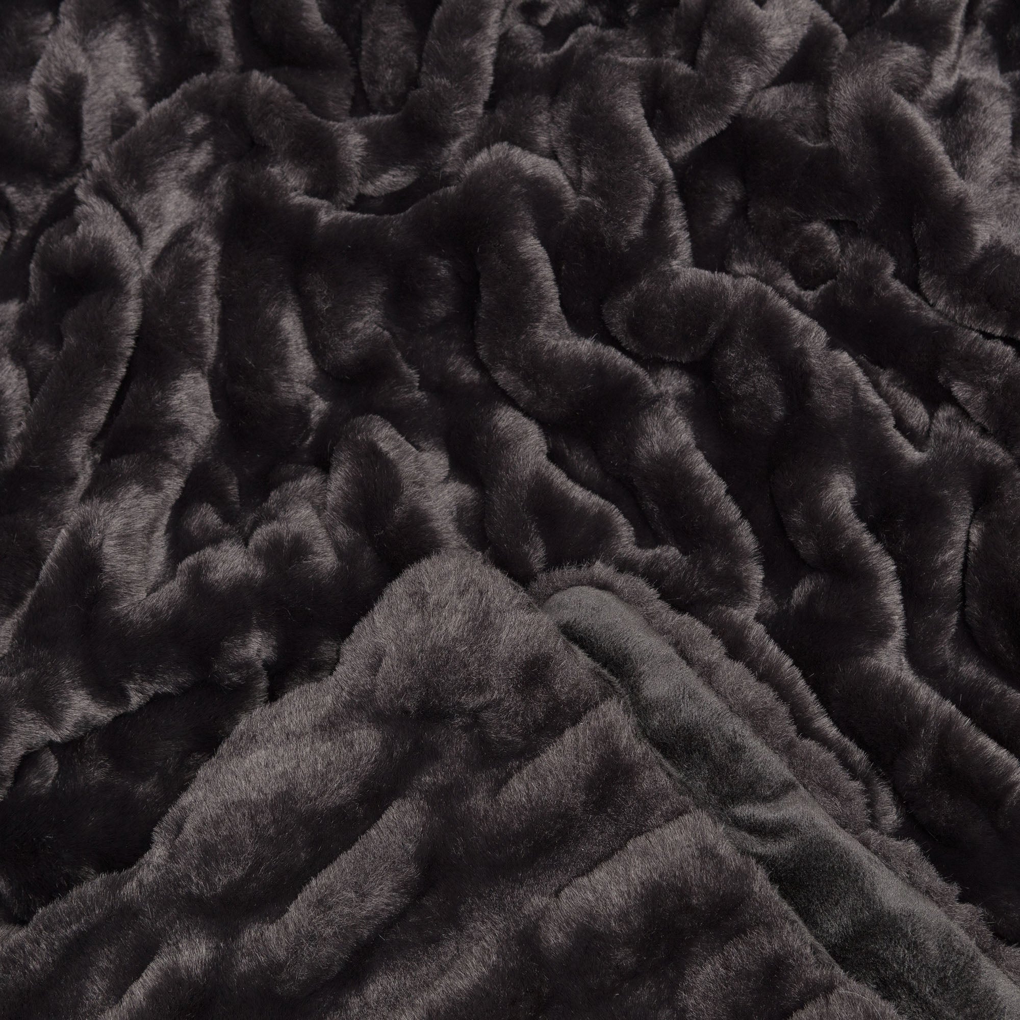 Ruched Faux Fur Throw Blanket