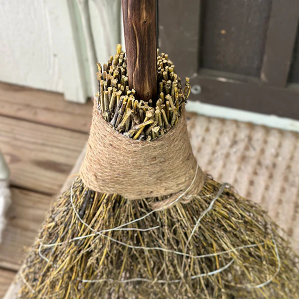 Rustic Bamboo Lit Broom with Timer