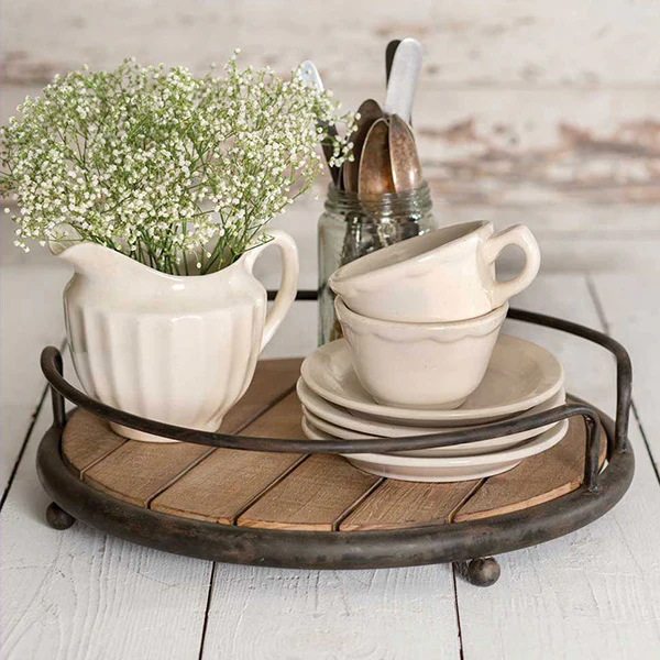 Round Wooden Serving Tray