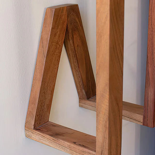 Rustic Wooden Wall Towel Rack
