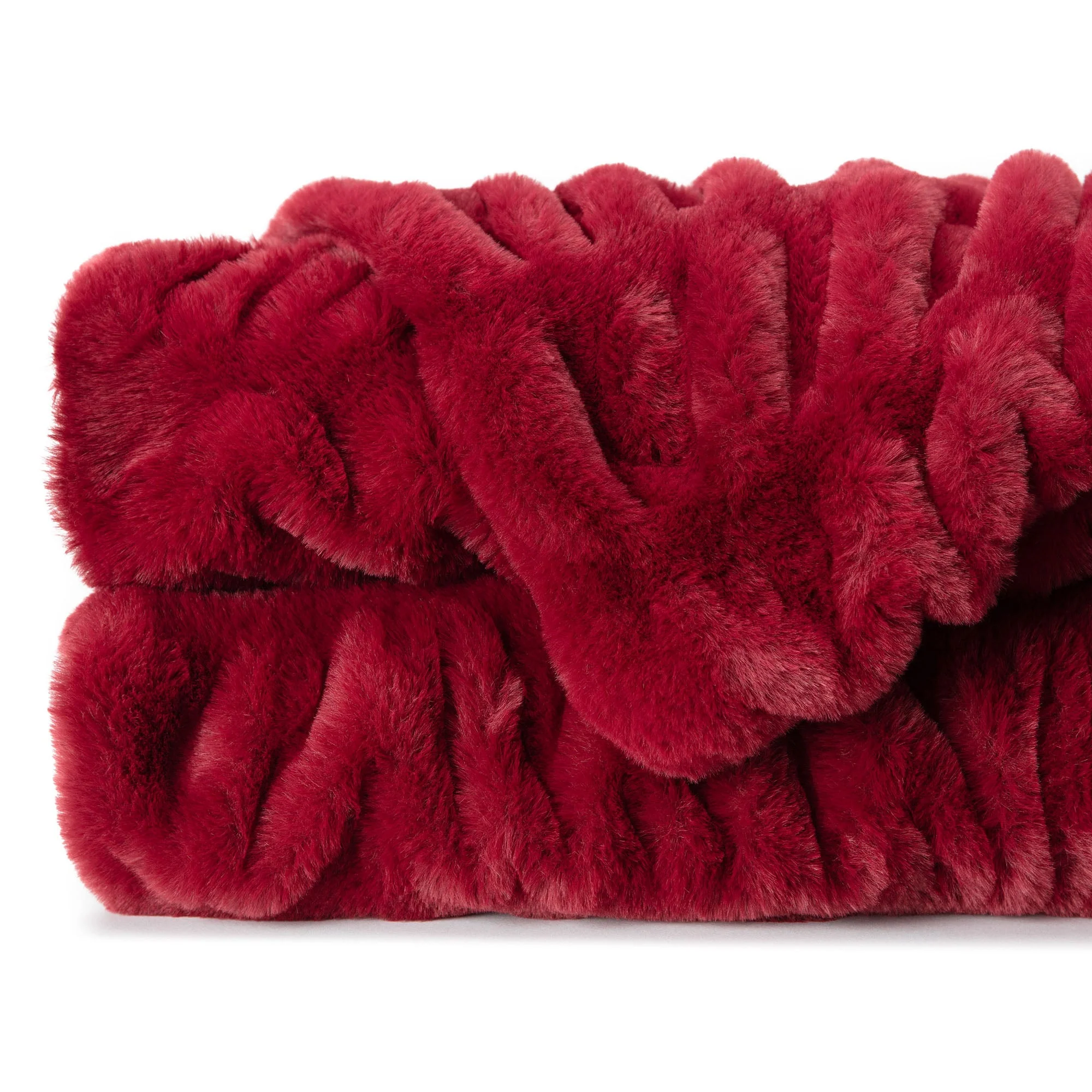 Ruched Faux Fur Throw Blanket