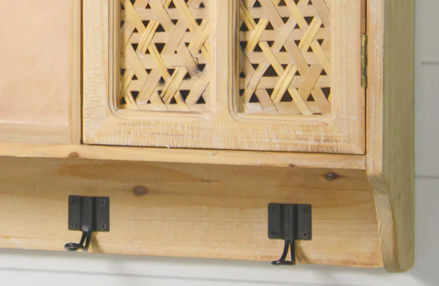 Bamboo Wall Display Cabinet with Hooks