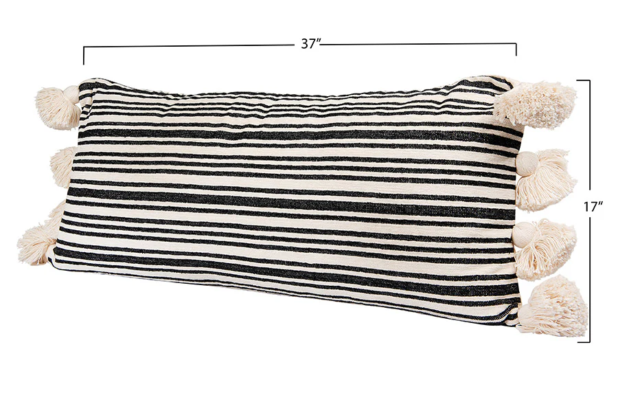 Chenille Woven Striped Pillow with Tassels, Pick Your Style