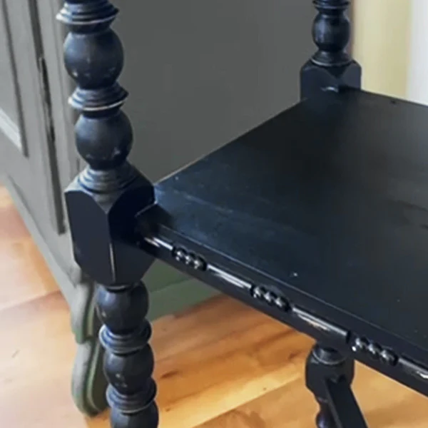 Turned Leg Black Accent Table