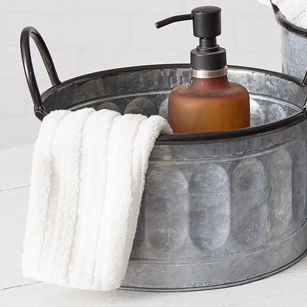 Large Galvanized Apple Baskets, Set of 3