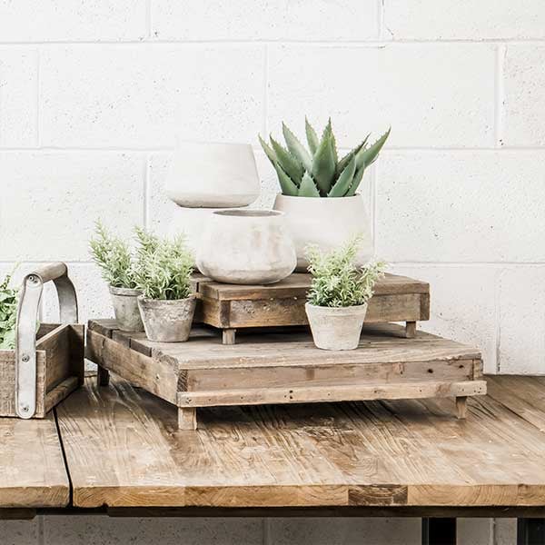 Distressed Wooden Planked Risers  Set of 3
