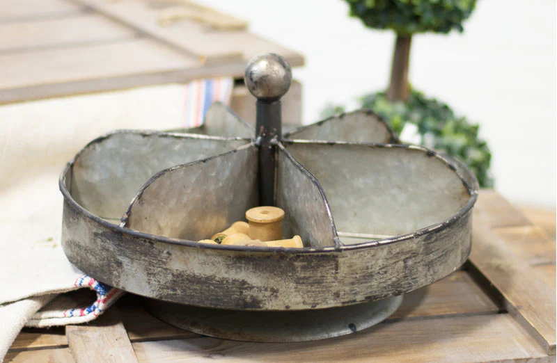 Galvanized Metal Spinning Tray Organizer