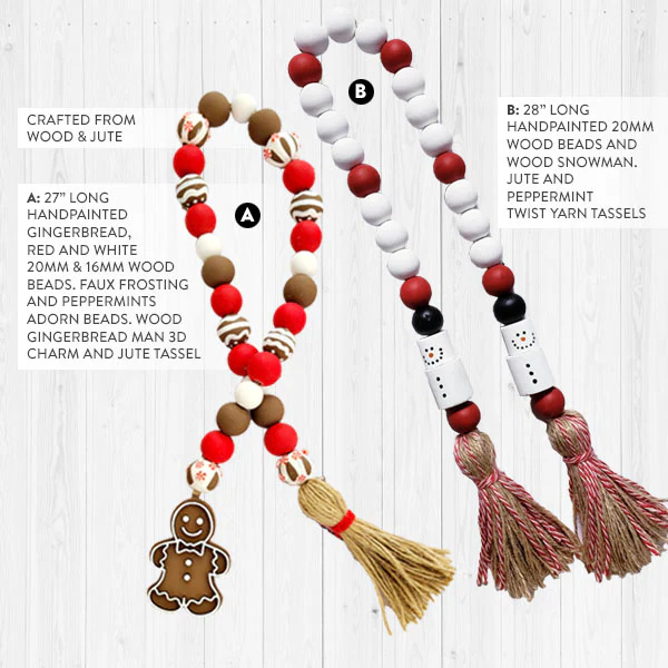 Christmas Beaded Garland with Tassels, Pick Your Style