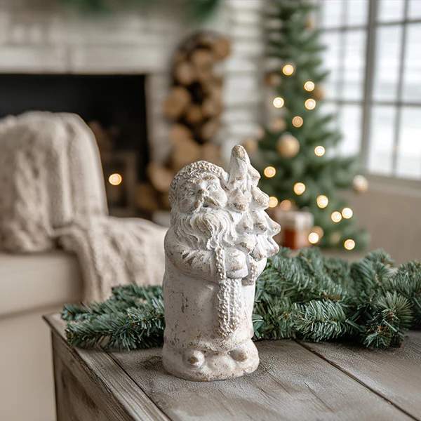 Father Christmas with Tree Figurine