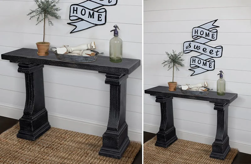 Distressed Black Wooden Console Table